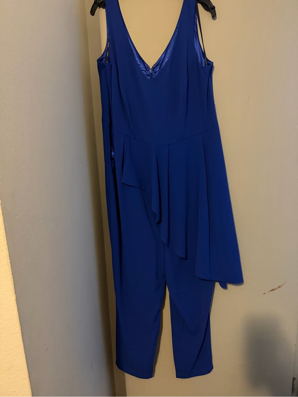 City Chic Royal Blue Draped V-Neck Jumpsuit